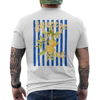 Squeeze Me Lemon Quote Cute Citrus Fruit Summer Pun Men's T-shirt Back Print - Monsterry