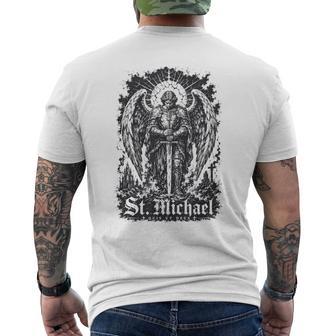 St Michael Quis Ut Deus Arcangelo Protettore T-shirt da uomo con stampa posteriore - Novitaregali