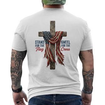 Stand For Flag Kneel For Cross Patriotic Faith 4Th Of July Men's T-shirt Back Print - Thegiftio UK
