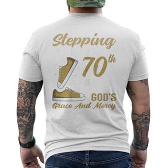 Stepping Into My 70Th Birthday With God's Grace 70 Years Old Men's T-shirt Back Print - Thegiftio UK