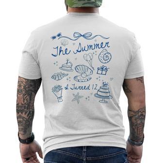 Summer I Turned 12 Cute Coastal Bow Seashell 12Th Birthday Men's T-shirt Back Print - Thegiftio UK