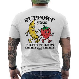 Support Your Fruity Friends Love Wins Gay Pride Lgbtq Men Men's T-shirt Back Print - Monsterry