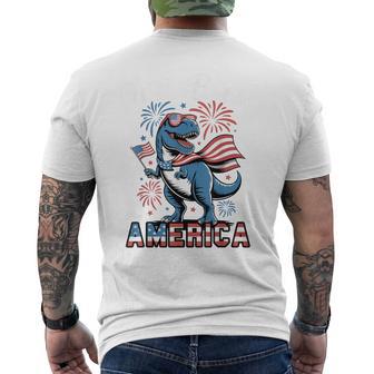 Toddler Boy God Bless America 4Th July Dinosaur Patriotic Men's T-shirt Back Print - Thegiftio UK