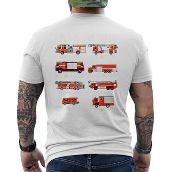 Toddler Boy Types Of Firetruck Firefighter Baby Dad Fireman Men's T-shirt Back Print - Thegiftio UK