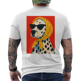 Trendy Dalmatian Dog In Shades & Scarf Bold Artistic Style Tri-Blend Men's T-shirt Back Print - Thegiftio