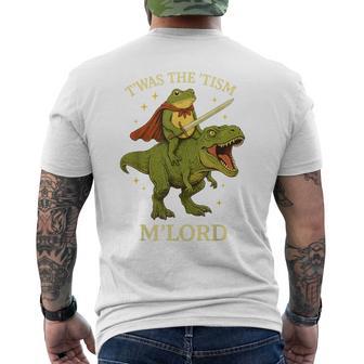 Twas The Tism M'lord Frog ライディング 恐竜 ファンタジー 中世 メンズTシャツ バックプリント - Kawaiitshirt