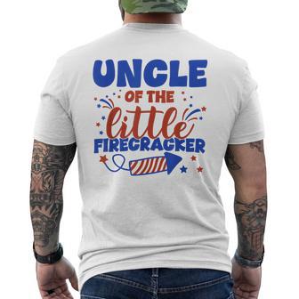 Uncle Of The Little Firecracker Fourth Of July Birthday Men's T-shirt Back Print - Thegiftio UK