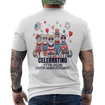 Usa 250Th Anniversary Celebrate Trendy Patriotic Fun Cats Men's T-shirt Back Print - Monsterry