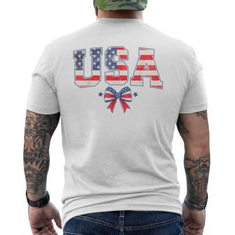 Usa 4Th Of July Coquette Bow American Flag Patriotic Men's T-shirt Back Print - Thegiftio UK