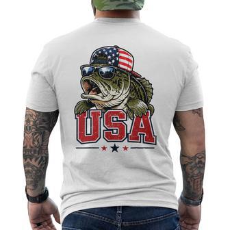 Usa Boys 4Th July Fishing American Flag Bass Fish Patriotic Men's T-shirt Back Print - Thegiftio UK