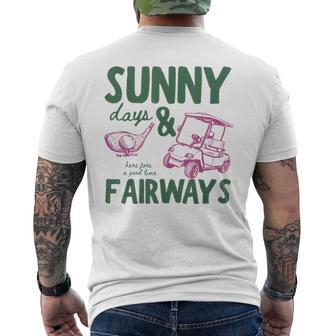 Vintage Sunny Days And Fairways Golf Lovers Graphic Men's T-shirt Back Print - Thegiftio UK