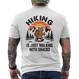 Vintage Hiking Is Just Walking With Snacks Bear Hiking Men's T-shirt Back Print - Thegiftio UK
