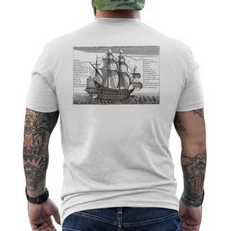 Vintage Sailing Ship Nautical Poster Old Vintage Battleship Men's T-shirt Back Print - Thegiftio UK