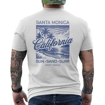 Vintage Santa Monica California Beach Sun Sand Surf Sunset Men's T-shirt Back Print - Thegiftio UK