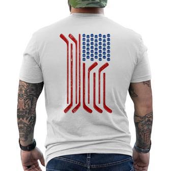 Vintage Usa Flag American Ice Hockey Patriotic Men's T-shirt Back Print - Thegiftio UK