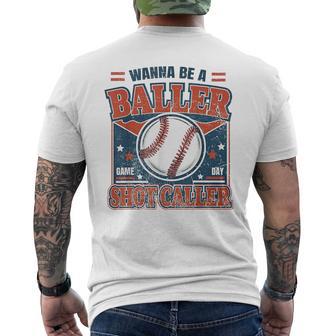 Wanna Be A Baller Shot Caller Retro Baseball Men's T-shirt Back Print - Thegiftio UK