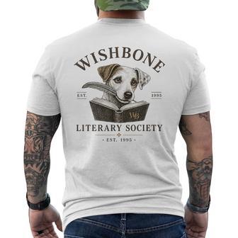 Wishbone Literary Society Vintage Book Lover Dog Men's T-shirt Back Print - Thegiftio UK
