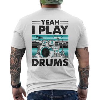 Yeah I Play Drums Drummer Play Drumming メンズTシャツ バックプリント - Kawaiitshirt