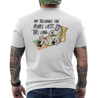 Zebra My Tolerance For People Lasts This Long Men's T-shirt Back Print - Thegiftio UK