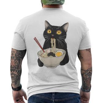 おもしろ猫 ラーメン ヴィンテージ 和麺 メンズTシャツ バックプリント - Kawaiitshirt
