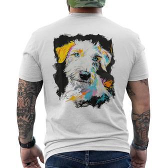 アイリッシュウルフハウンド 犬 モチーフ ペット 青い目 アイリッシュウルフハウンド メンズTシャツ バックプリント - Kawaiitshirt