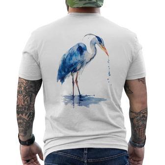アオサギ バードウォッチング メンズTシャツ バックプリント - Kawaiitshirt