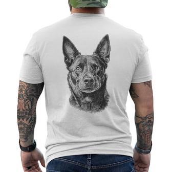 オーストラリアンケルピードッグモチーフペットアート オーストラリアンケルピー メンズTシャツ バックプリント - Kawaiitshirt