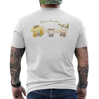 キッズ ポムポムプリン ポチャッコ シナモロール ポーズ メンズTシャツ バックプリント - Kawaiitshirt