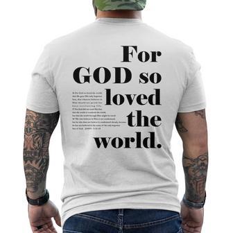 クリスチャン ジョン 3 16 18 Godo Loved The World 聖書の一節 長袖tシャツ メンズTシャツ バックプリント - Kawaiitshirt