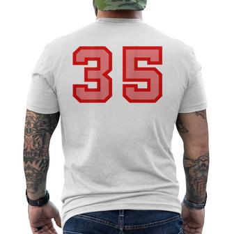 クールなレトロなレタリングジャージバックナンバー35 Thirtyfive メンズTシャツ バックプリント - Kawaiitshirt