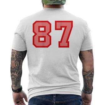 クールなレトロなレタリングジャージバック番号87 Eightyseven メンズTシャツ バックプリント - Kawaiitshirt