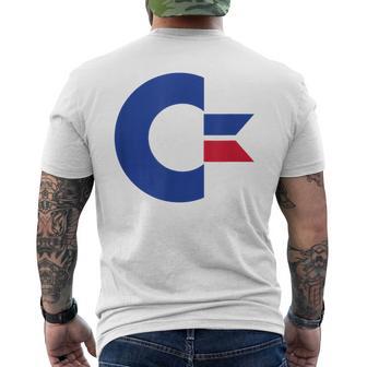 コモドール C64 大文字 ブルーレッド メンズTシャツ バックプリント - Kawaiitshirt