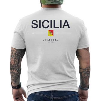 シチリア家族旅行 イタリア国旗 イタリアギフト シチリア島 メンズTシャツ バックプリント - Kawaiitshirt