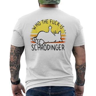 シュレディンガーの猫-シュレディンガーとは誰ですか？シュレディンガーの猫 メンズTシャツ バックプリント - Kawaiitshirt