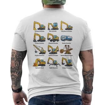 ショベルの種類重機設備表 メンズTシャツ バックプリント - Kawaiitshirt