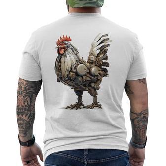 ニワトリ アニマルプリント 動物園 ロボット アートワーク 彫刻 ニワトリ メンズTシャツ バックプリント - Kawaiitshirt