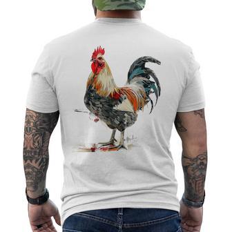ニワトリ 動物 カラフル 動物園 絵画 イラスト ニワトリ メンズTシャツ バックプリント - Kawaiitshirt