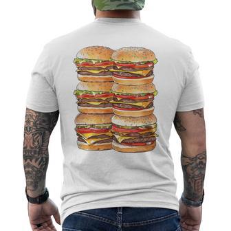 ハンバーガーデイパック ハンバーガー 6パック 腹筋 フェイク腹筋ジム メンズTシャツ バックプリント - Kawaiitshirt