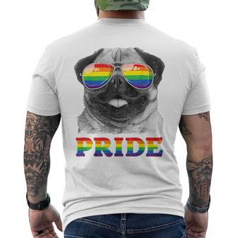 パグ ゲイプライド Lgbt レインボーフラッグ サングラス Lgbtq ギフト 犬 メンズTシャツ バックプリント - Kawaiitshirt