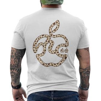 ヒョウ柄 りんご フルーツ ひらがな 隠し文字 タイポグラフィ ユニーク おもしろみ デザイン メンズTシャツ バックプリント - Kawaiitshirt