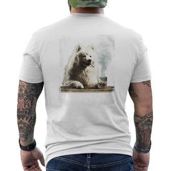 ビンテージ 喫煙 アメリカン エスキモー面白犬 父の日 メンズTシャツ バックプリント - Kawaiitshirt