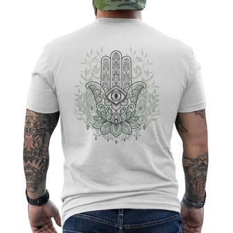 ファティマ・ハムサの手、難解なヨガ瞑想 メンズTシャツ バックプリント - Kawaiitshirt
