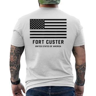 フォートカスター ミシガン州 アメリカ軍 アメリカ国旗 軍隊 メンズTシャツ バックプリント - Kawaiitshirt