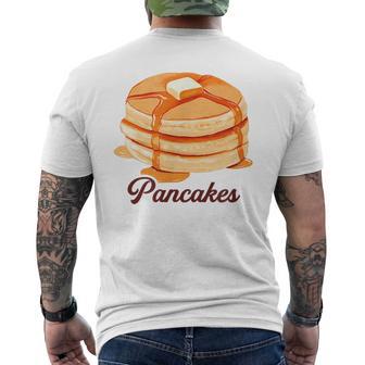 ホットケーキ パンケーキ Pancakes バター はちみつ イラスト 喫茶店 洋菓子 レトロ 水彩 綺麗 かわいい メンズTシャツ バックプリント - Kawaiitshirt