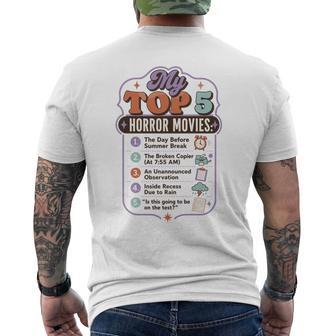 ホラー映画 教師 ユーモア 学校 映画 パロディ トップ5 長袖tシャツ メンズTシャツ バックプリント - Kawaiitshirt