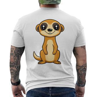 ミニマリストのミーアキャット 動物 シンプルでかわいいミーアキャット メンズTシャツ バックプリント - Kawaiitshirt