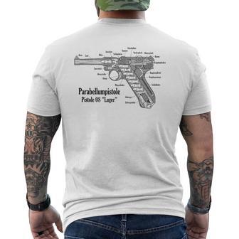 ルガーピストル Ww2 ドイツ軍 P08 断面図 メンズTシャツ バックプリント - Kawaiitshirt