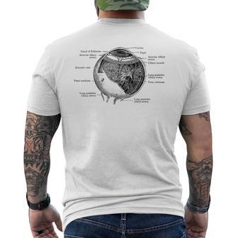 人間の目 目玉 ヴィンテージ 解剖学 メンズTシャツ バックプリント - Kawaiitshirt
