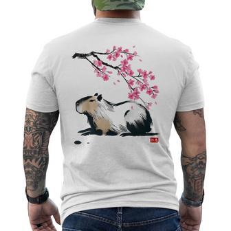 日本のカピバラ・桜美的カピバラ メンズTシャツ バックプリント - Kawaiitshirt