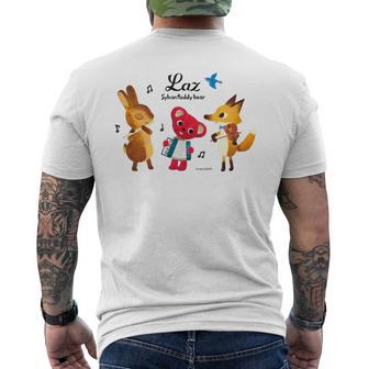 森のぬいぐるみラズ 森の音楽隊 メンズTシャツ バックプリント - Kawaiitshirt